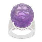 Purple Amethyst Sterling Silver Ring with sparkling accents, elegant luxury jewelry piece for sophisticated style.