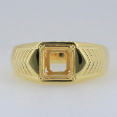 Men's sterling silver semi mount ring setting with square emerald cut space for gemstone