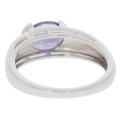 Oval Purple Sapphire Sterling Silver Ring with Accent