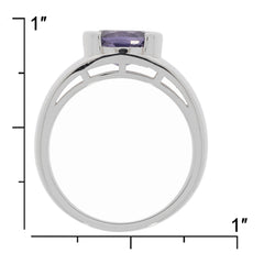 Oval Purple Sapphire Sterling Silver Ring with Accent