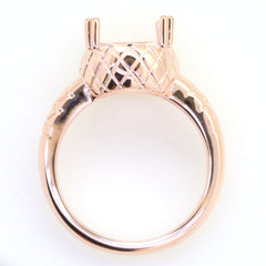 Art Deco Sterling Silver Semi Mount Ring Setting Cushion CU 12x10mm