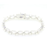 Sterling Silver Semi Mount Tennis Bracelet Setting Oval OV 9x7mm for Cabochon Stones