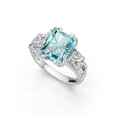 Sterling Silver Semi Mount Ring Setting Emerald OCT 12x10mm SQ 6x6mm Multi Stone Design