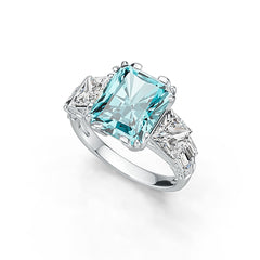 Sterling Silver Semi Mount Ring Setting Emerald OCT 12x10mm Multi Stone Design
