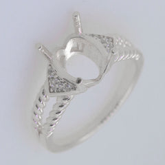 Art Deco Sterling Silver Semi Mount Ring Setting Oval OV 10x8mm