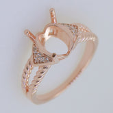 Art Deco Sterling Silver Semi Mount Ring Setting Oval OV 10x8mm