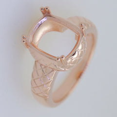 Art Deco Sterling Silver Semi Mount Ring Setting Cushion CU 12x10mm