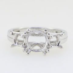 Custom Sterling Silver Semi Mount Ring Setting Round RD 6.5x6.5 & 6x6mm 3 Stone Ring