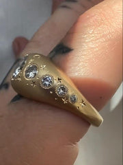 Custom Sterling Silver Ring Star Ray with Matte Finish Moissanite Stone