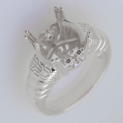 Art Deco Sterling Silver Semi Mount Ring Setting Round RD 12x12mm
