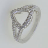 Sterling Silver Semi Mount Ring Setting Trillion TRI 9x9mm W/ Topaz Accent Split Shank