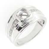 Custom men's sterling silver semi mount ring setting with a round 8x8mm gemstone placeholder.