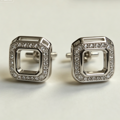 Sterling Silver Semi Mount Earrings Setting Emerald OCT 6x6mm Stud