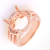 Art Deco Sterling Silver Semi Mount Ring Setting Round RD 13x13mm