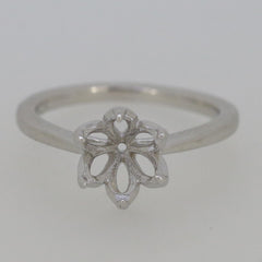 Sterling Silver Semi Mount Ring Setting Round RD 8.3x8.3mm Tulip Head Design