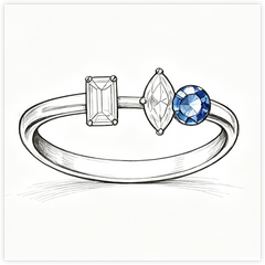 Custom Sterling Silver Semi Mount Ring Setting Oval OV and MQ