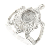 Custom Sterling Silver Semi Mount Ring Setting Turquoise Theme Oxidized