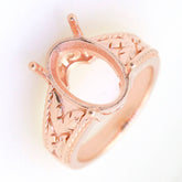 Art Deco Sterling Silver Semi Mount Ring Setting Oval OV 14x10mm