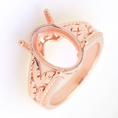 Art Deco Sterling Silver Semi Mount Ring Setting Oval OV 14x10mm