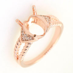 Art Deco Sterling Silver Semi Mount Ring Setting Oval OV 10x8mm