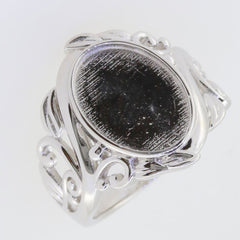 Custom Sterling Silver Semi Mount Ring Setting featuring an oval 29mm x 20mm cabochon, Art Nouveau styling.