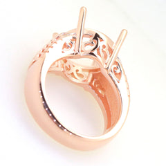 Art Deco Sterling Silver Semi Mount Ring Setting Round RD 13x13mm