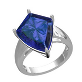 Sterling Silver Semi Mount Ring Setting Shield Shape Customized