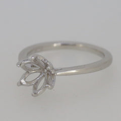 Sterling Silver Semi Mount Ring Setting Round RD 8.3x8.3mm Tulip Head Design