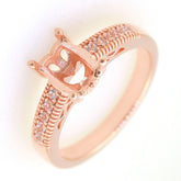 Art Deco Sterling Silver Semi Mount Ring Setting Cushion CU 8x6mm