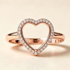 Sterling Silver Semi Mount Ring Setting Heart HT 19.2x18.2x12.6mm Halo Ring Halo W/ White Topaz