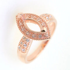 Art Deco Sterling Silver Semi Mount Ring Setting Marquise MQ 10x5mm