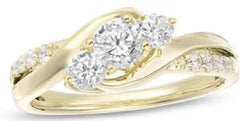 Sterling Silver 3 Stone Ring Round RD 4x4mm 3.5mm Engagement Ring Lab Diamond