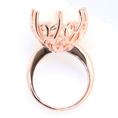 Art Deco Sterling Silver Semi Mount Ring Setting Round RD 20x20mm