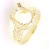 Art Deco Sterling Silver Semi Mount Ring Setting Cushion CU 12x10mm