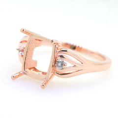 Art Deco Sterling Silver Semi Mount Ring Setting Cushion CU 10x8mm