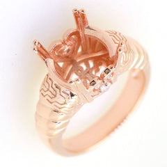 Art Deco Sterling Silver Semi Mount Ring Setting Round RD 12x12mm