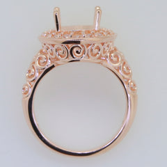 Art Deco Sterling Silver Semi Mount Ring Setting SQ Princess 8x8mm