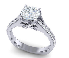Sterling Silver Semi Mount Ring Setting Round RD 7.24 - 7.28 x 4.42 mm Split Shank Enagement Ring