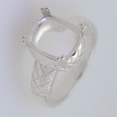 Art Deco Sterling Silver Semi Mount Ring Setting Cushion CU 12x10mm