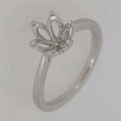 Sterling Silver Semi Mount Ring Setting Round RD 8.3x8.3mm Tulip Head Design