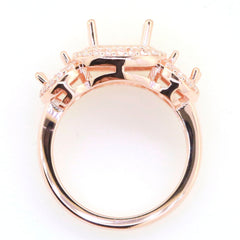 Art Deco Sterling Silver Semi Mount Ring Setting CU Cushion 8x8mm