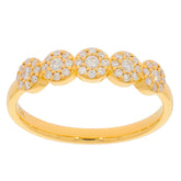 Round white diamond accent ring in 22K yellow gold, featuring five sparkling diamond clusters for a luxurious look.