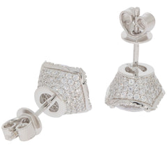 Elegant White Moissanite Sterling Silver Earrings featuring sparkling gemstones and chic design.