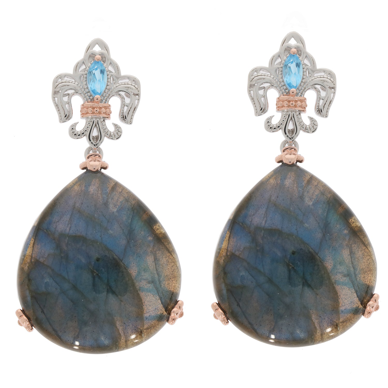 Pear Smoky Quartz Earrings with Topaz Accent and Silver Design, Elegant Jewelry for Sophisticated Style