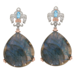 Pear Smoky Quartz Earrings with Topaz Accent and Silver Design, Elegant Jewelry for Sophisticated Style
