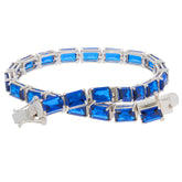Emerald Blue Sapphire sterling silver bracelet with sparkling gemstones, elegant design and timeless beauty.