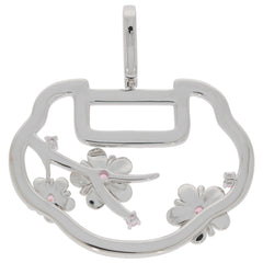 Elegant sterling silver pendant featuring floral design and pink accents, perfect for adding a touch of luxury.