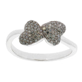 Elegant sterling silver ring with a sparkling gray diamond butterfly design, perfect for sophisticated jewelry collections.