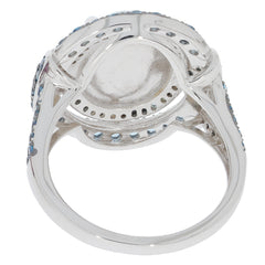 View of the underside of an Oval White Opal Sterling Silver Ring showcasing intricate detailing and craftsmanship.