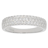 White diamond sterling silver ring with accent, featuring a glittering pave design perfect for any occasion.